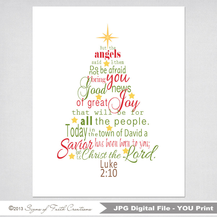 Bible Quotes About Christmas
 Christmas Tree Printable Scripture Art with Luke 2 Bible verse