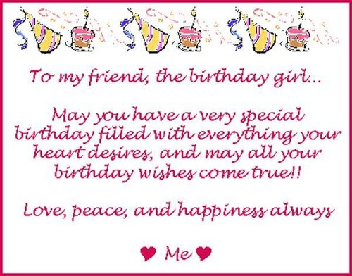 Birthday Wishes For Best Friend Girl
 Birthday Wishes For Best Female Friend