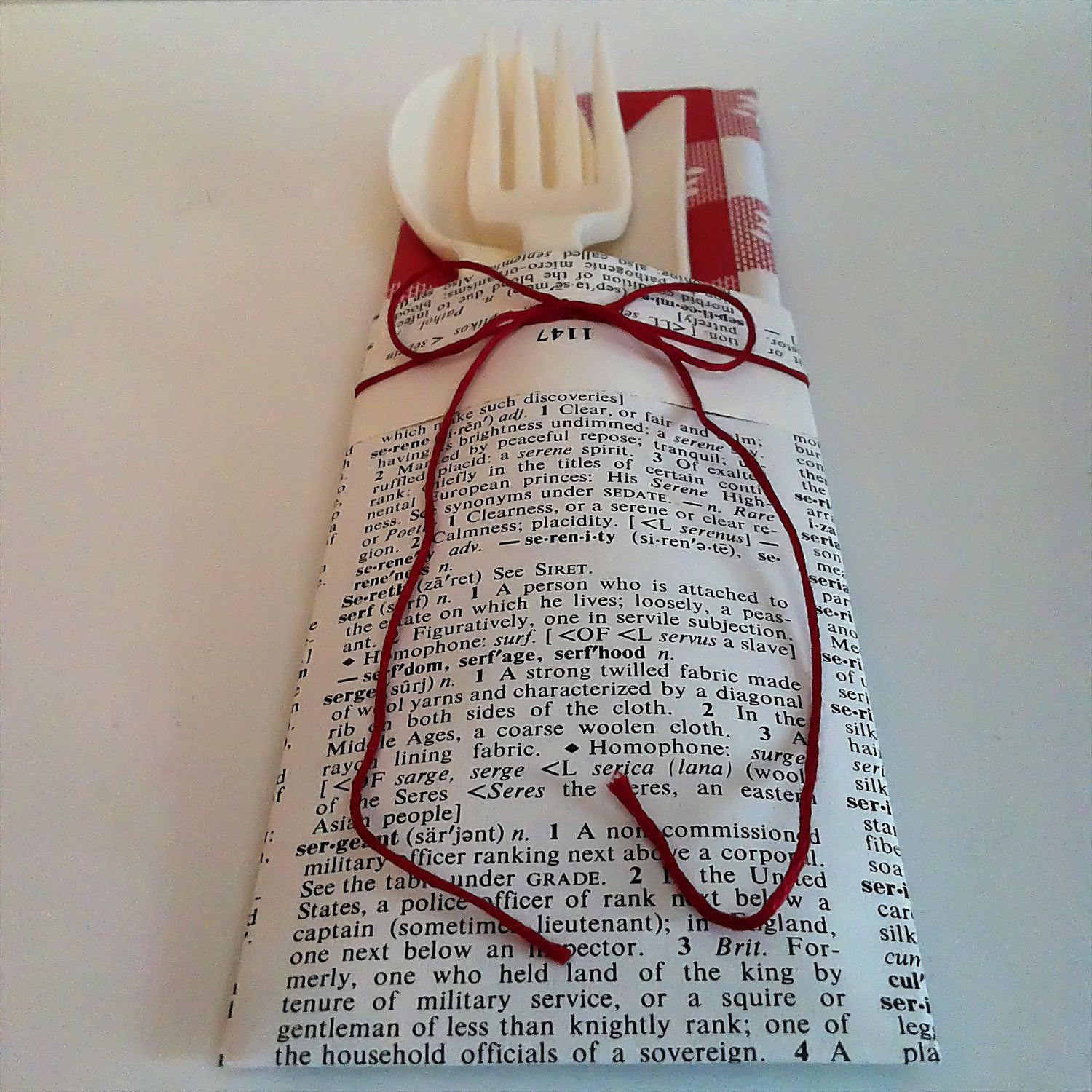 Book Club Christmas Party Ideas
 Napkin and Silverware Holder VINTAGE DICTIONARY Pages