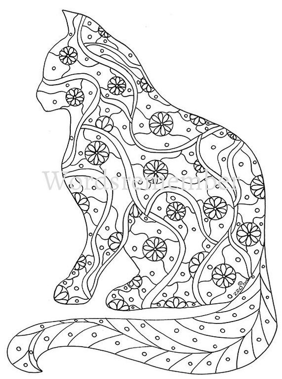 Cat Adult Coloring Book
 Cat Coloring Page Coloring Pages Adult Coloring by