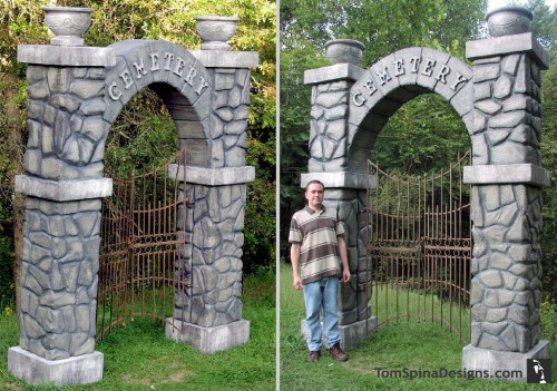 Cemetery Fence Halloween Prop
 Carved Foam Cemetery Gates Arches Theme Park Prop Tom