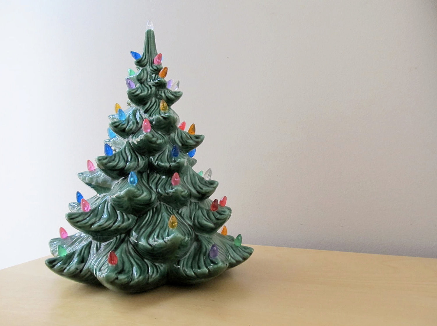 Ceramic Christmas Tree Lamp
 vintage ceramic christmas tree with lights blue by ionesAttic