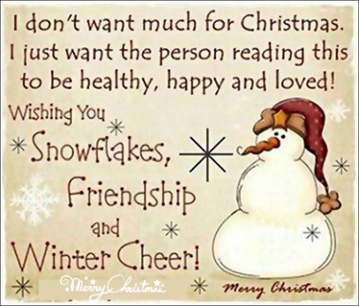 Christmas And Friends Quotes
 Wishing you snowflakes friendship and winter cheer Merry
