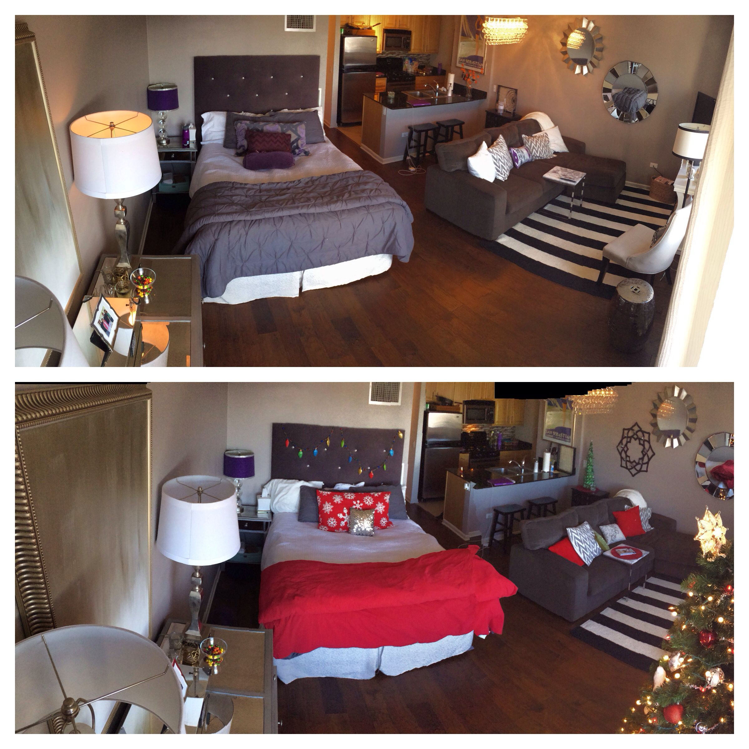 Christmas Apartment Decor
 Before and after Christmas decorating in a small studio
