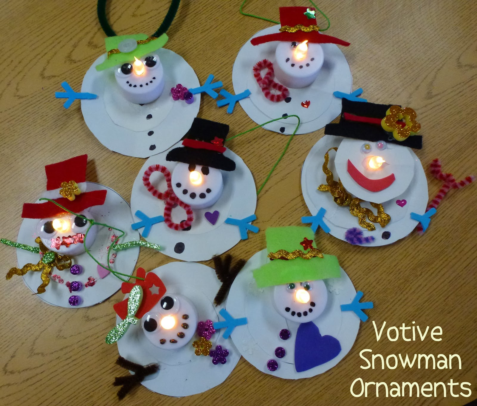 Christmas Art Ideas
 Choices for Children Votive Snowman Ornaments