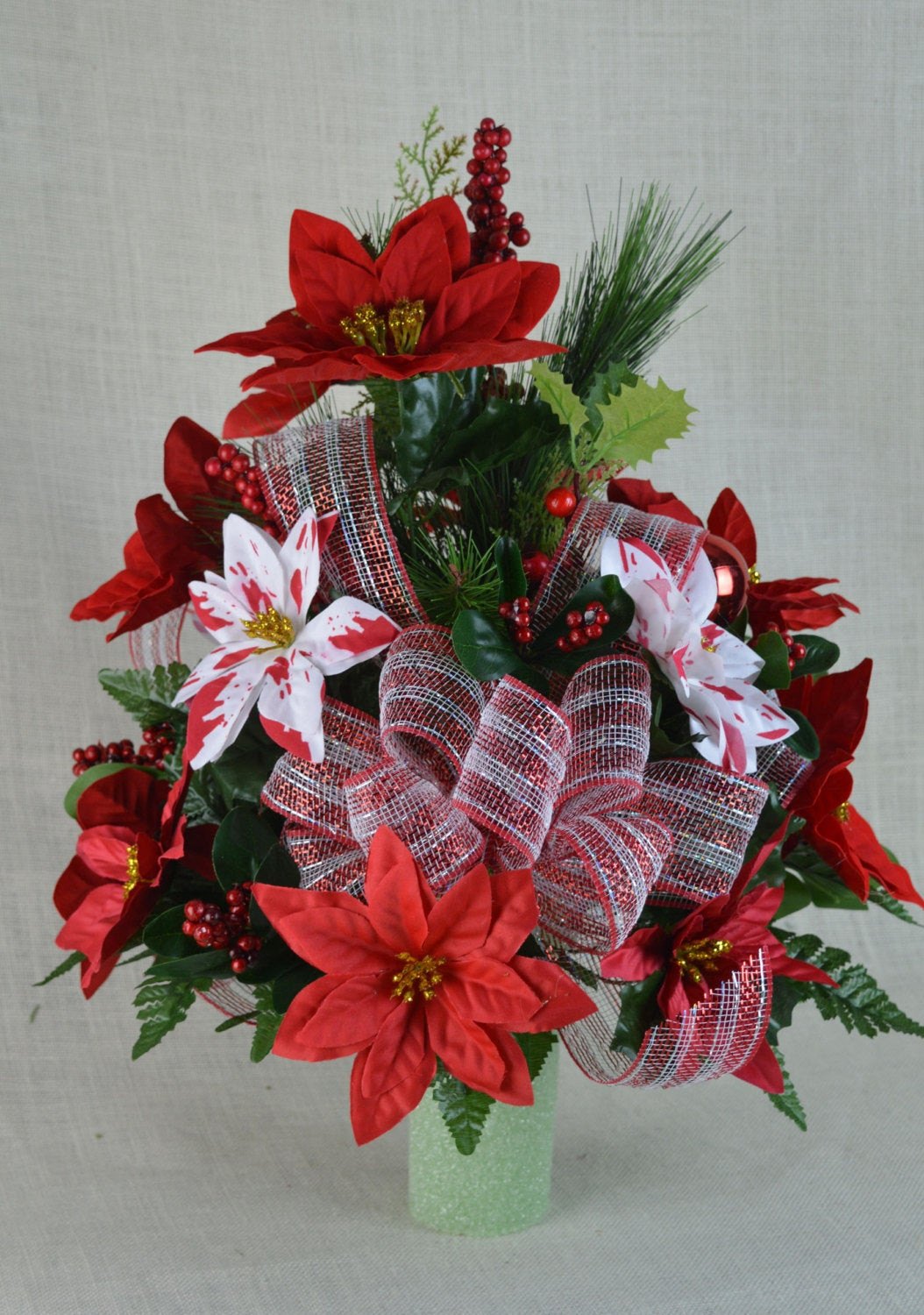 Christmas Artificial Flower Arrangements
 NO CC005 Holiday Christmas Silk Flower Cemetery by