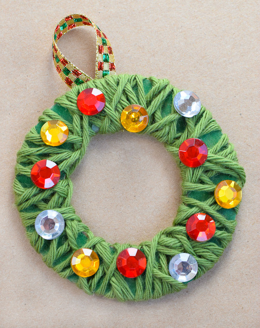 Christmas Arts And Crafts For Preschoolers
 Yarn Wrapped Christmas Wreath Ornaments