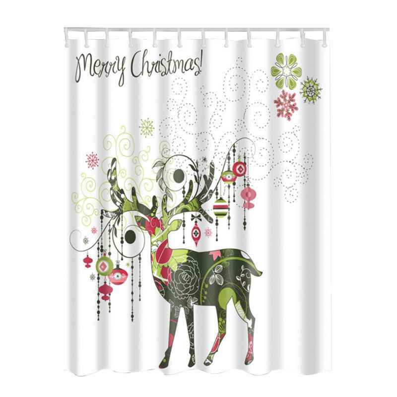 Christmas Bathroom Curtains
 Christmas Waterproof Bathroom Fabric Shower Curtain