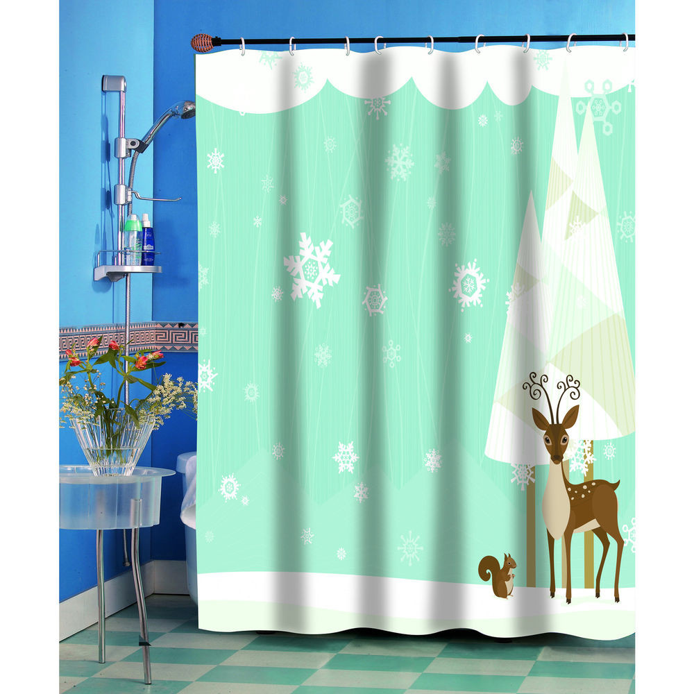 Christmas Bathroom Curtains
 Forest Friends Christmas Holiday Themed Fabric Shower