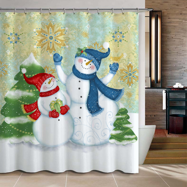 Christmas Bathroom Curtains
 Christmas snowman bathroom products Shower Curtain