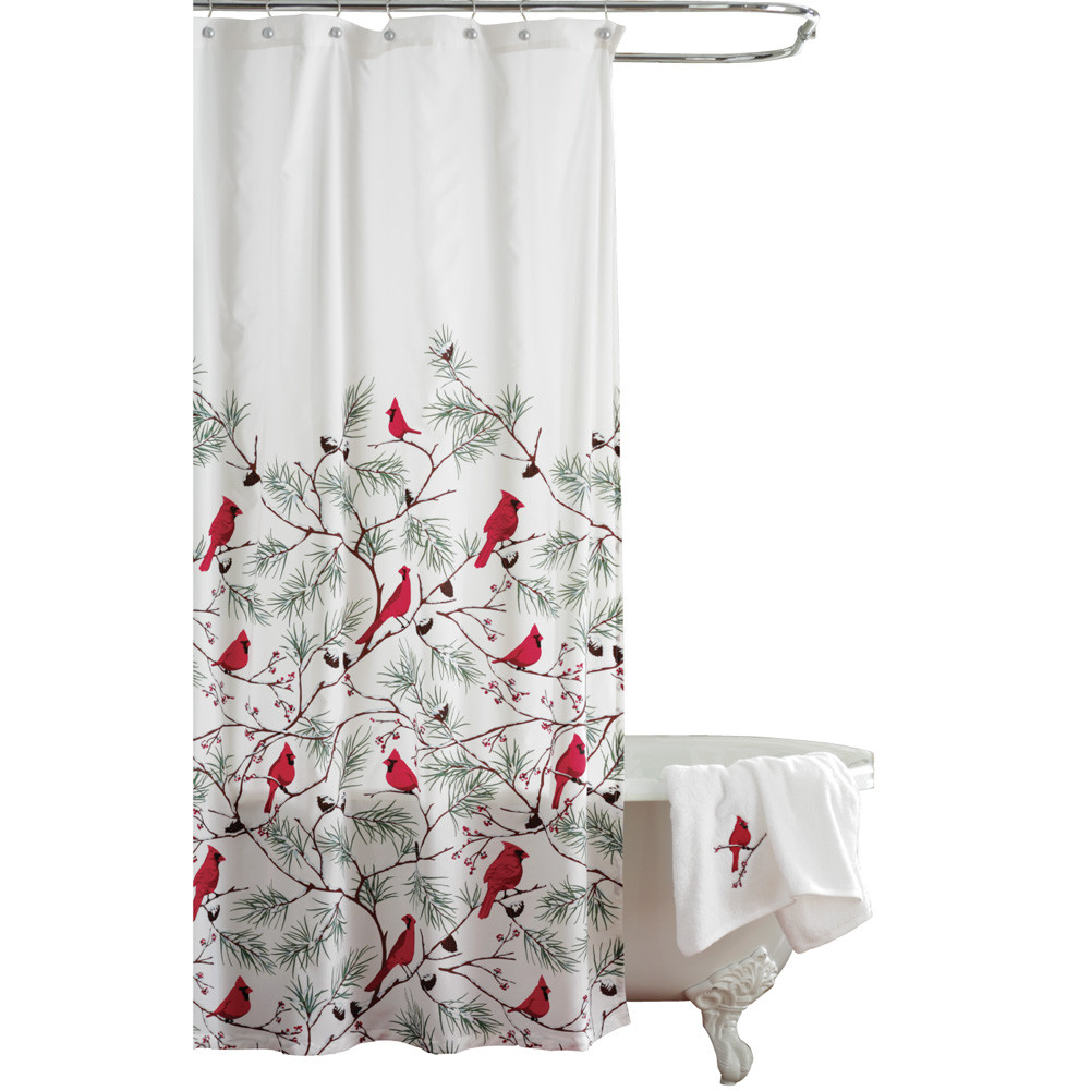 Christmas Bathroom Curtains
 Cardinal Holiday Shower Curtain by Collections Etc