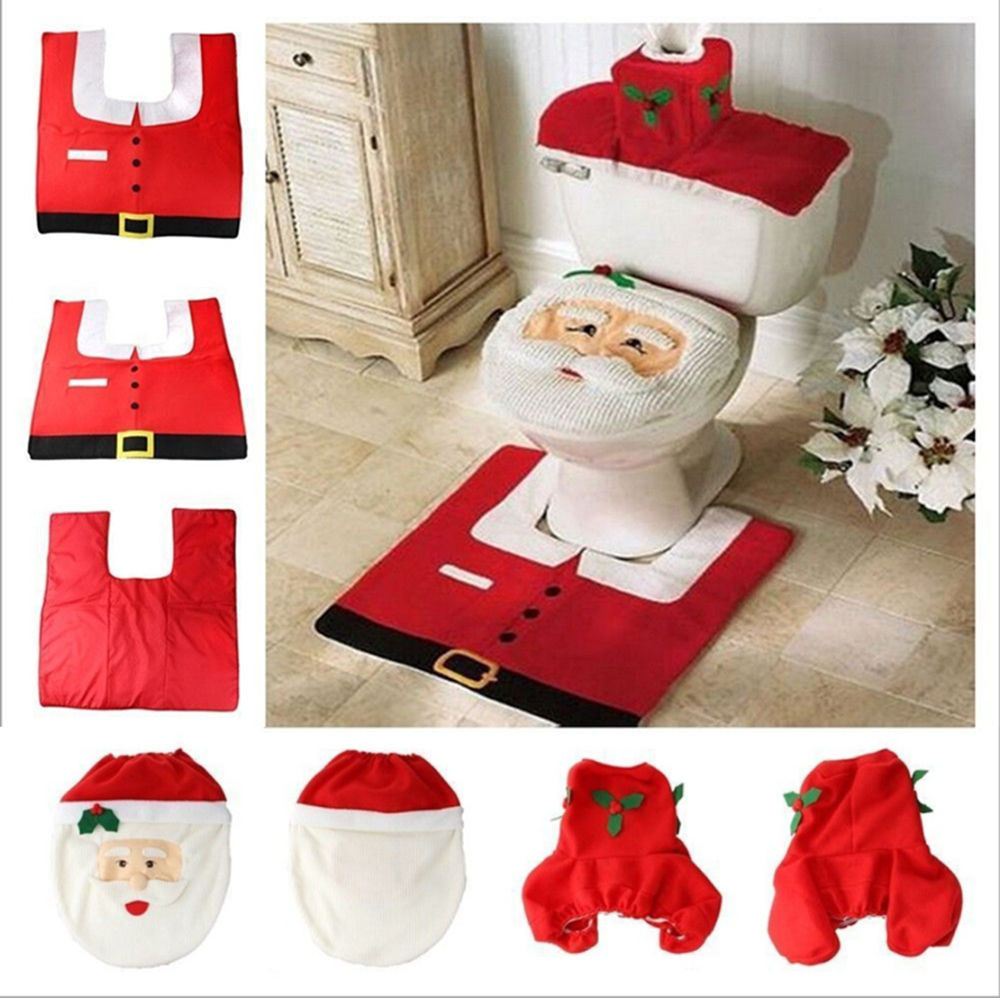 Christmas Bathroom Decor Set
 Best Santa Christmas Santa Toilet Seat Cover Rug Bathroom