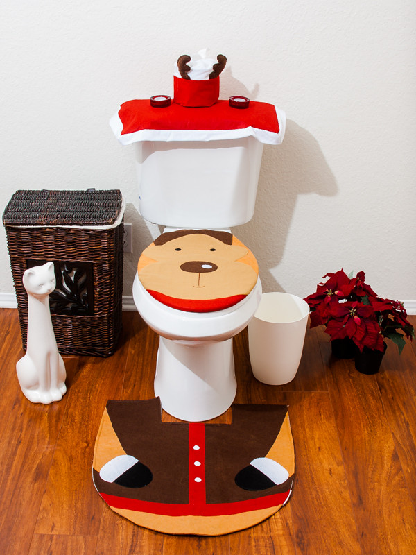 Christmas Bathroom Decor Set
 Christmas Decorations Happy Santa Toilet Seat Cover & Rug