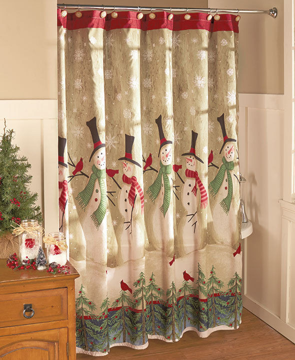 Christmas Bathroom Decor Sets
 Snowmen Bath Shower Curtain Holiday Bathroom Decor Linda