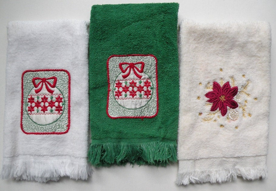 Christmas Bathroom Hand Towels
 3 Christmas hand towels bathroom decor by LifesAnExpedition