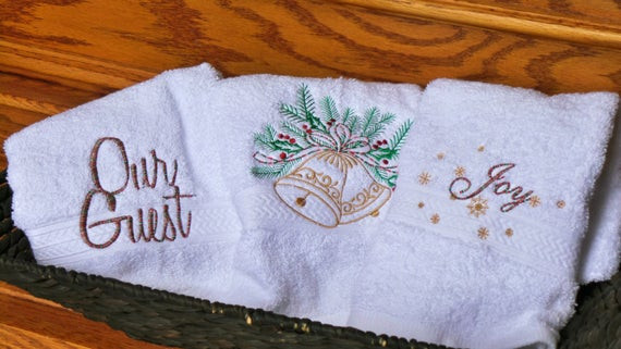 Christmas Bathroom Hand Towels
 Christmas Bathroom Decor Embroidered Towels Guest Towels