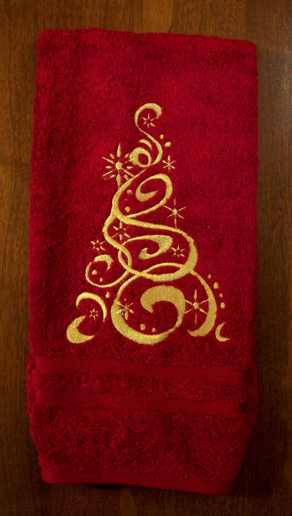 Christmas Bathroom Hand Towels
 CLEARANCE Embroidered Christmas Hand Towel Red Bathroom