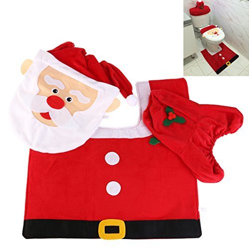 Christmas Bathroom Rug Sets
 Santa Toilet Seat Cover and Rug Set Christmas Bathroom