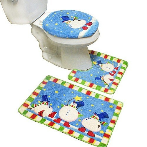 Christmas Bathroom Rug Sets
 New 3pcs Snowman Bath Mat Contour Set Christmas Bath Rug