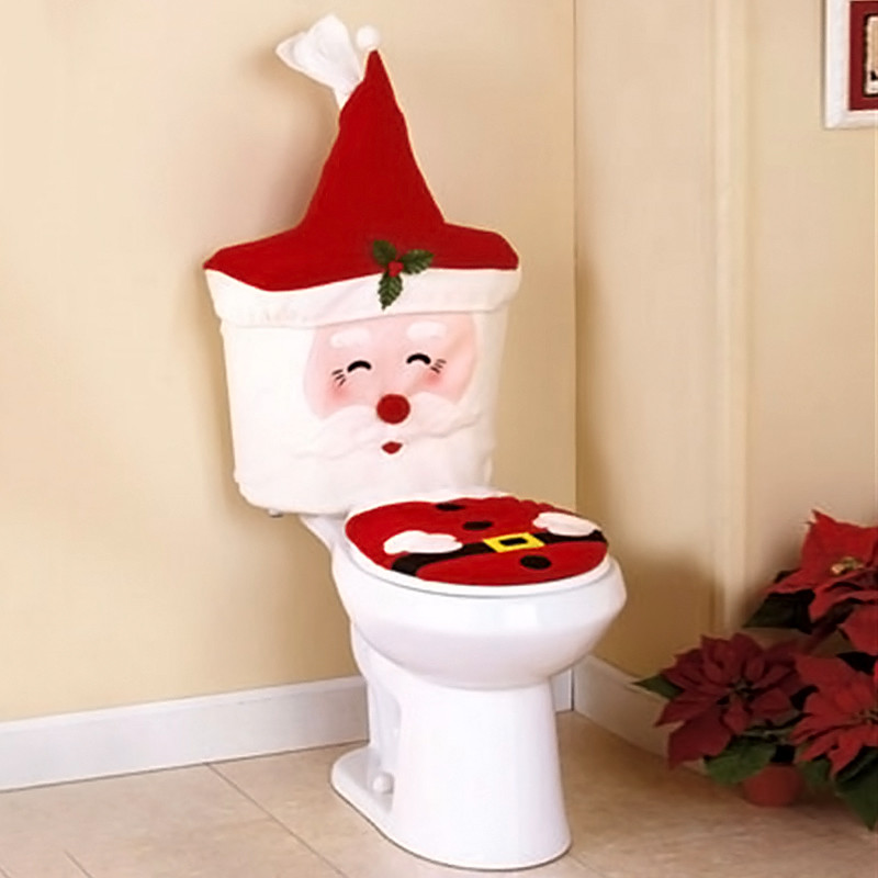 Christmas Bathroom Set
 2pcs Santa Toilet Seat Cover Bathroom Set Christmas Xmas