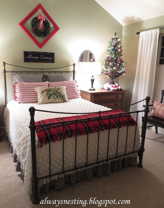 Christmas Bedroom Decoration
 Dust ruffle Guest rooms and Christmas love on Pinterest