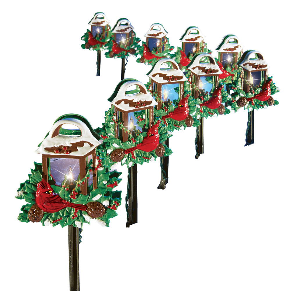 Christmas Bulb Path Lights
 Christmas Cardinal Lantern Path Lights Set of 10 by