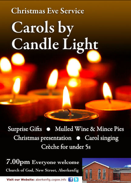 Christmas Carol Lamp
 Carols by Candle Light – Church of God in Aberkenfig