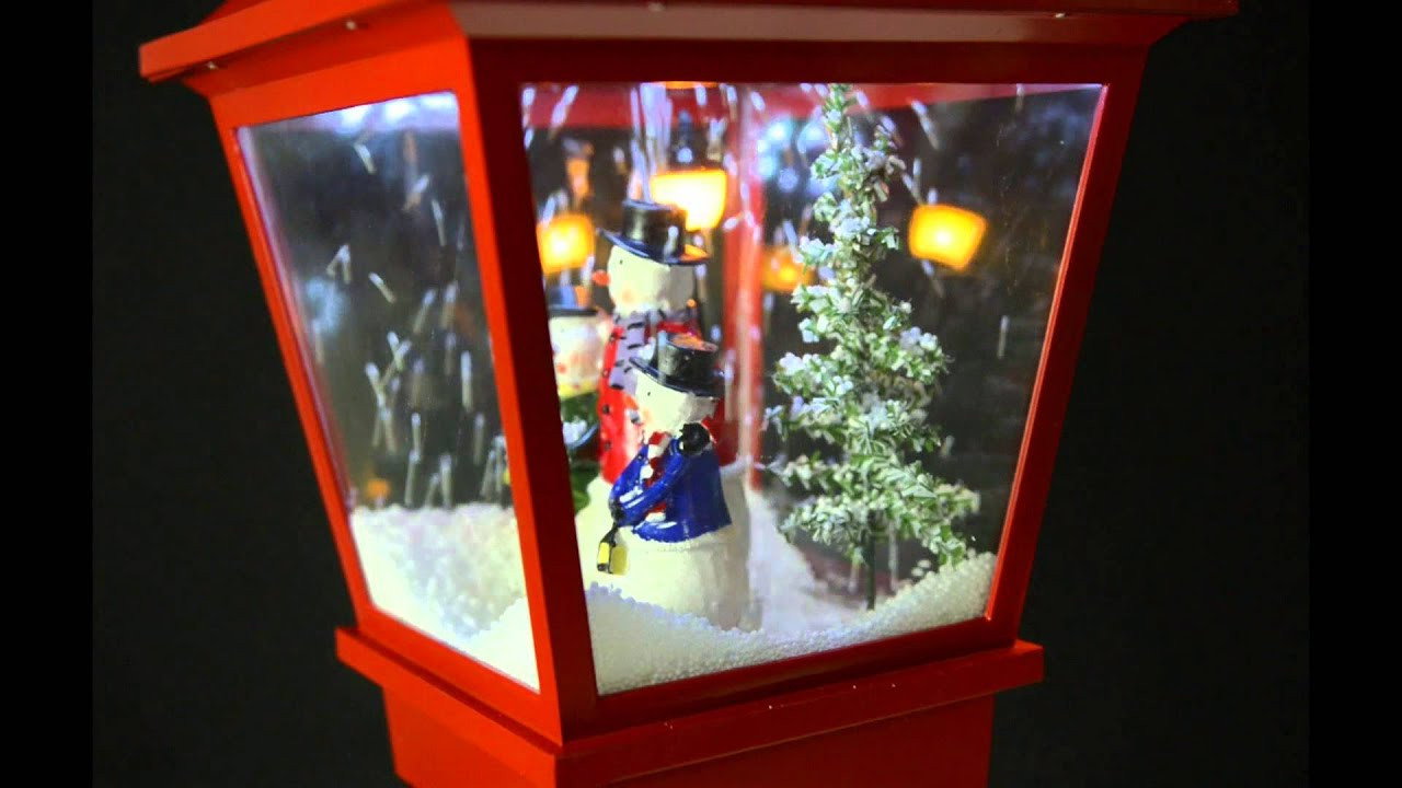 Christmas Carol Lamp
 Red Snowing Lamp Post