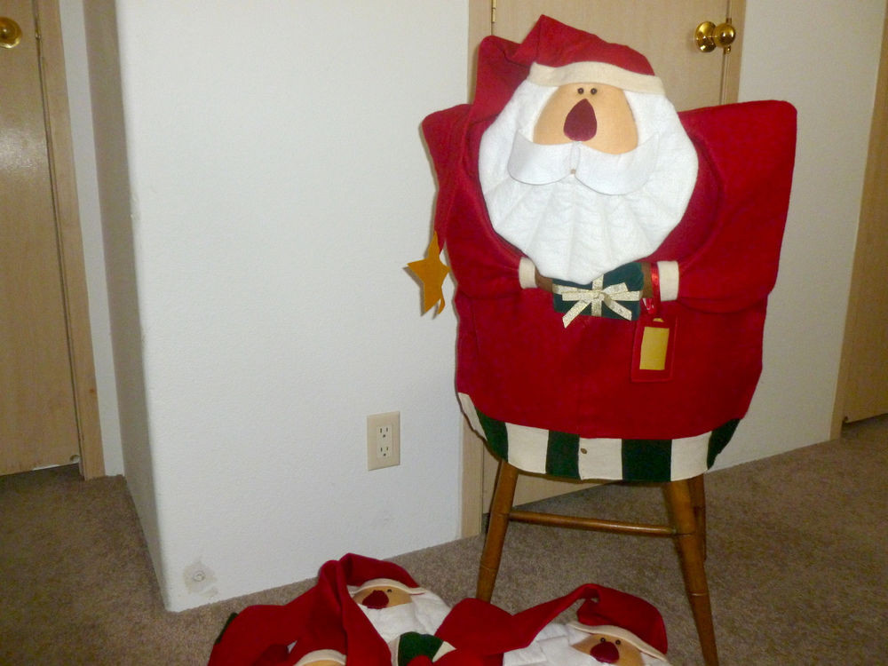 Christmas Chair Covers
 Four Santa Claus Dining Kitchen Chair Covers Christmas