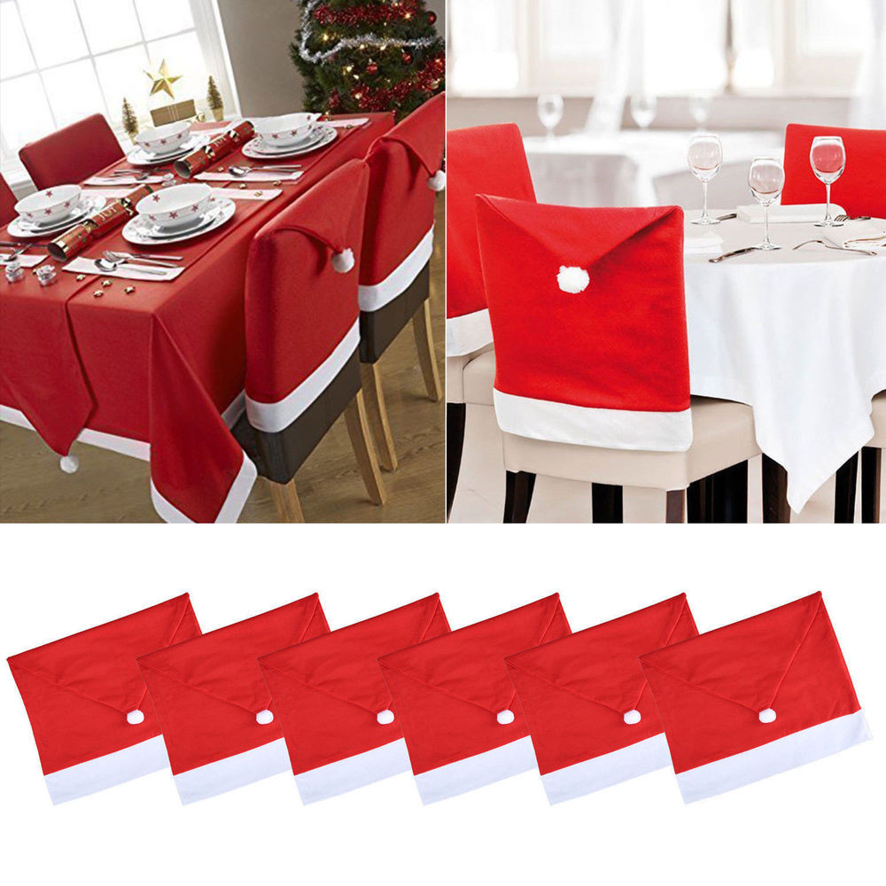 Christmas Chair Covers
 Red Santa Hat Coverings Chair Back Covers Christmas Chair