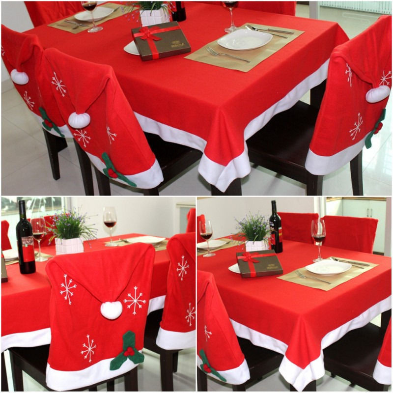 Christmas Chair Covers
 Santa Red Hat Chair Cover Tablecloth Table Cover Christmas