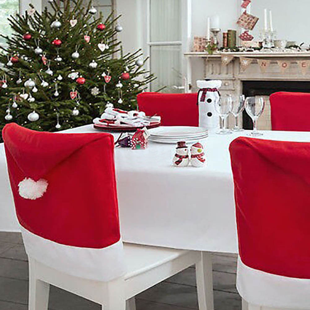 Christmas Chair Covers
 Santa Hat Chair Covers Christmas Decor Kitchen Dinner Xmas
