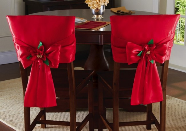 Christmas Chair Covers
 Red Holiday Bow Dining Chair Back Covers