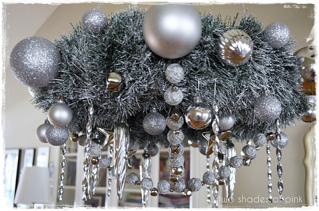 Christmas Chandelier Lamp Shades
 Hanging Wreath Chandelier & Ball Garland featuring Jessica