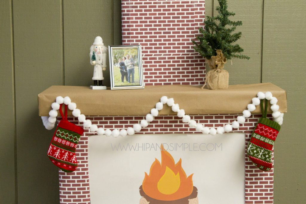 Christmas Corrugated Fireplace Brick Paper
 Christmas Faux Cardboard Fireplace Mantel Hip & Simple