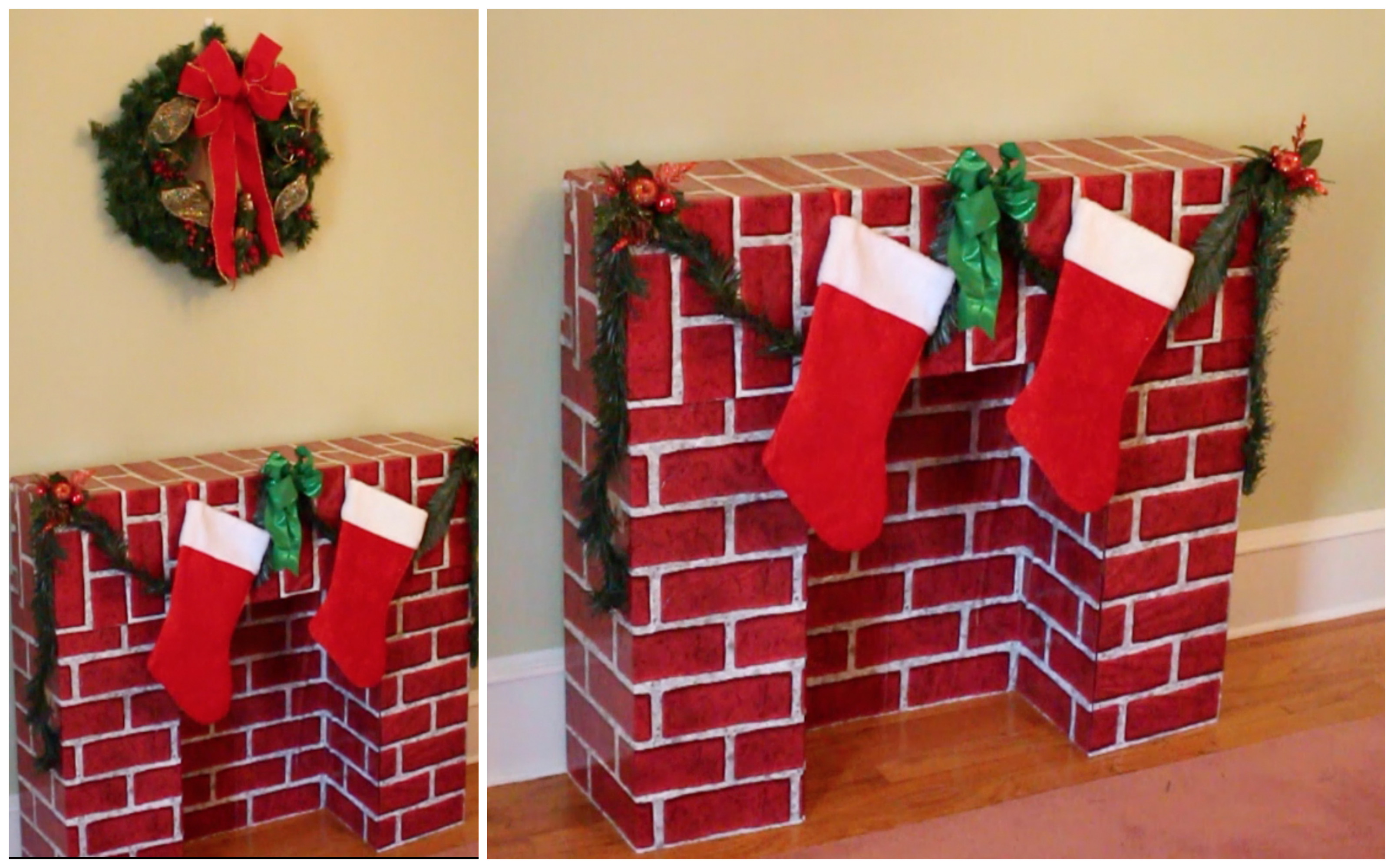 Christmas Corrugated Fireplace Brick Paper
 DIY Holiday Fireplace – Alexa Katherine