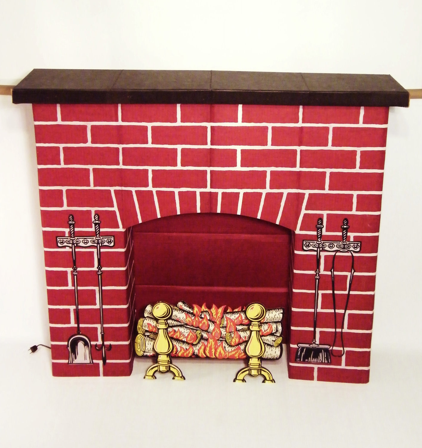 Christmas Corrugated Fireplace Brick Paper
 Full Size Christmas Fireplace