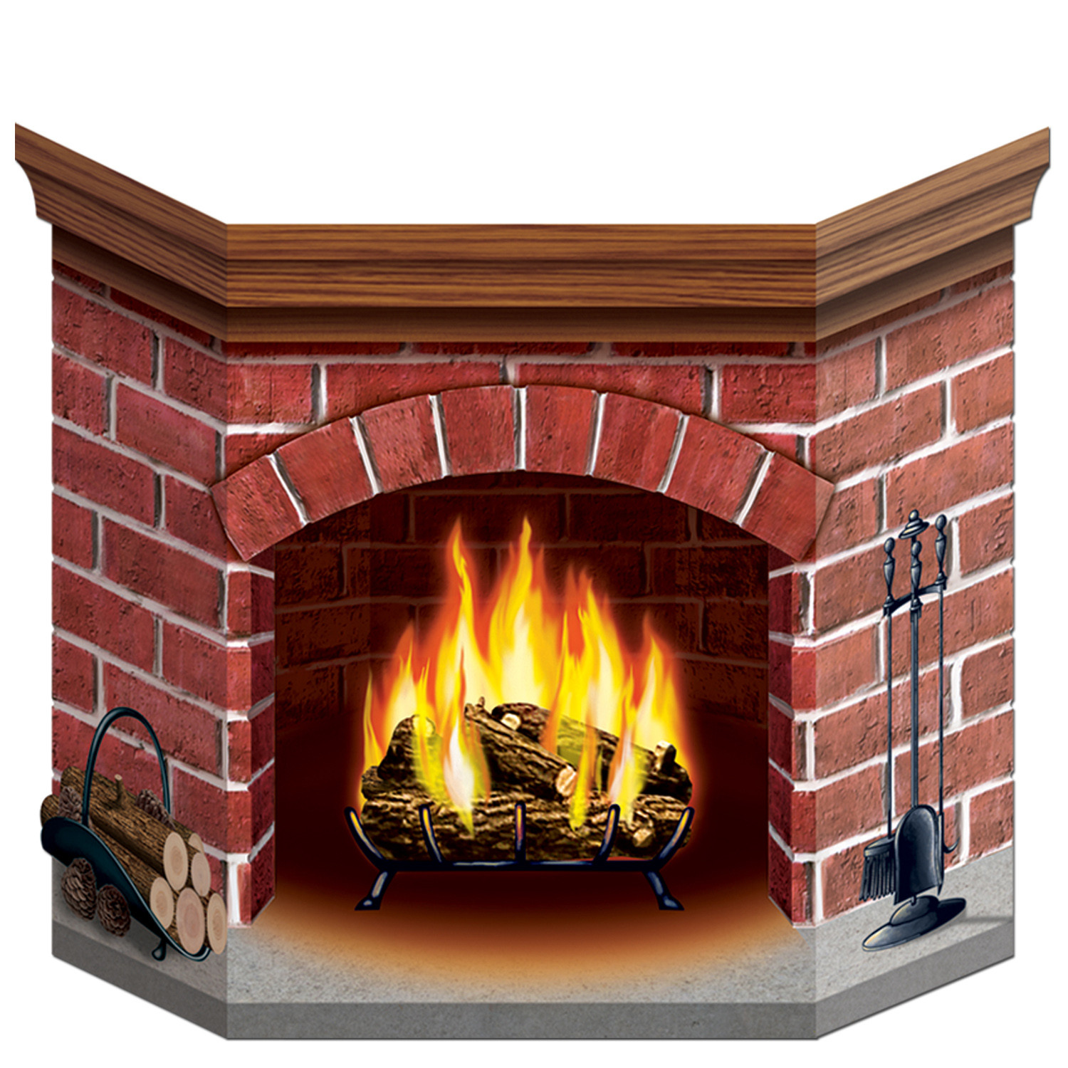 Christmas Corrugated Fireplace Brick Paper
 Brick Fireplace Standup 3 1" x 25" Dino Rentos Studios