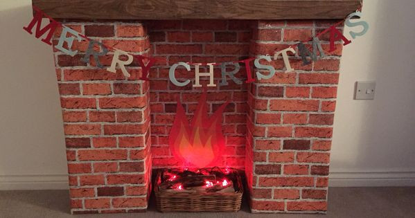 Christmas Corrugated Fireplace Brick Paper
 Homemade Christmas Fireplace Cardboard boxes covered in