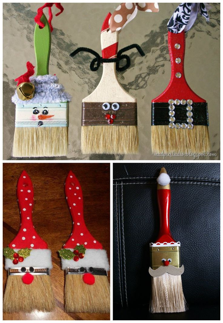 Christmas Craft Ideas Pinterest
 DIY Paint Brush Santa Ornaments