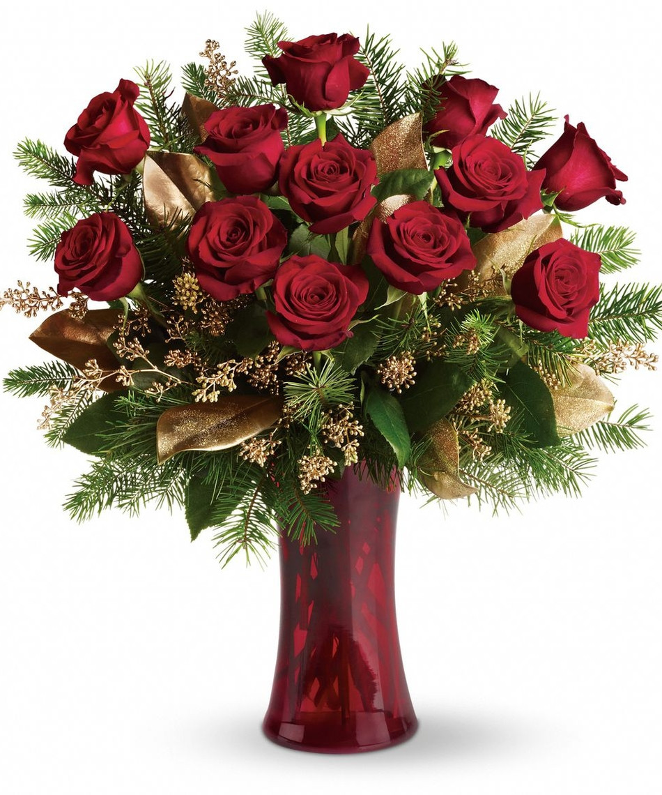 Christmas Day Flower Delivery
 Christmas Arrangements A Christmas Dozen Roses