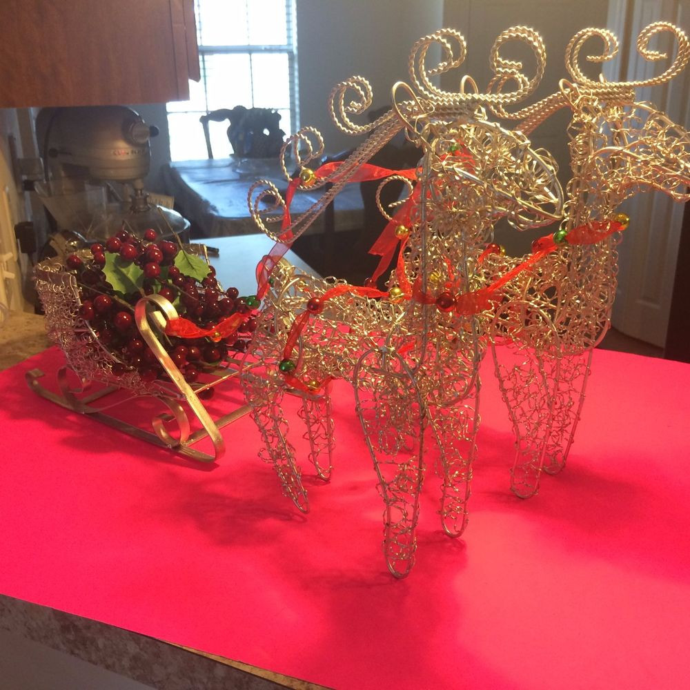 Christmas Deer Decorations Indoor
 Reindeer With Sleigh Silver Indoor Outdoor Christmas
