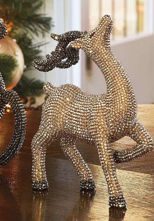 Christmas Deer Decorations Indoor
 Gold crystals twinkle everywhere