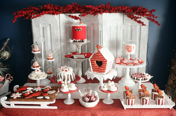 Christmas Dessert Table
 Red Holiday Guest Dessert Feature