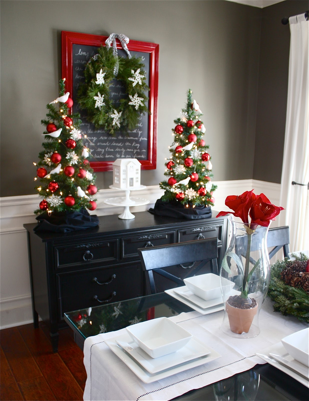 Christmas Dining Room
 The Yellow Cape Cod Holiday Home Series Christmas Dining