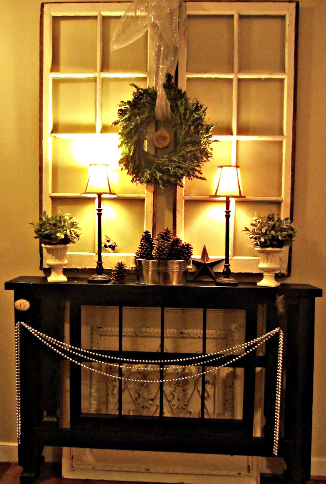 Christmas Entryway Decor
 Down to Earth Style Foyer Christmas Mantel