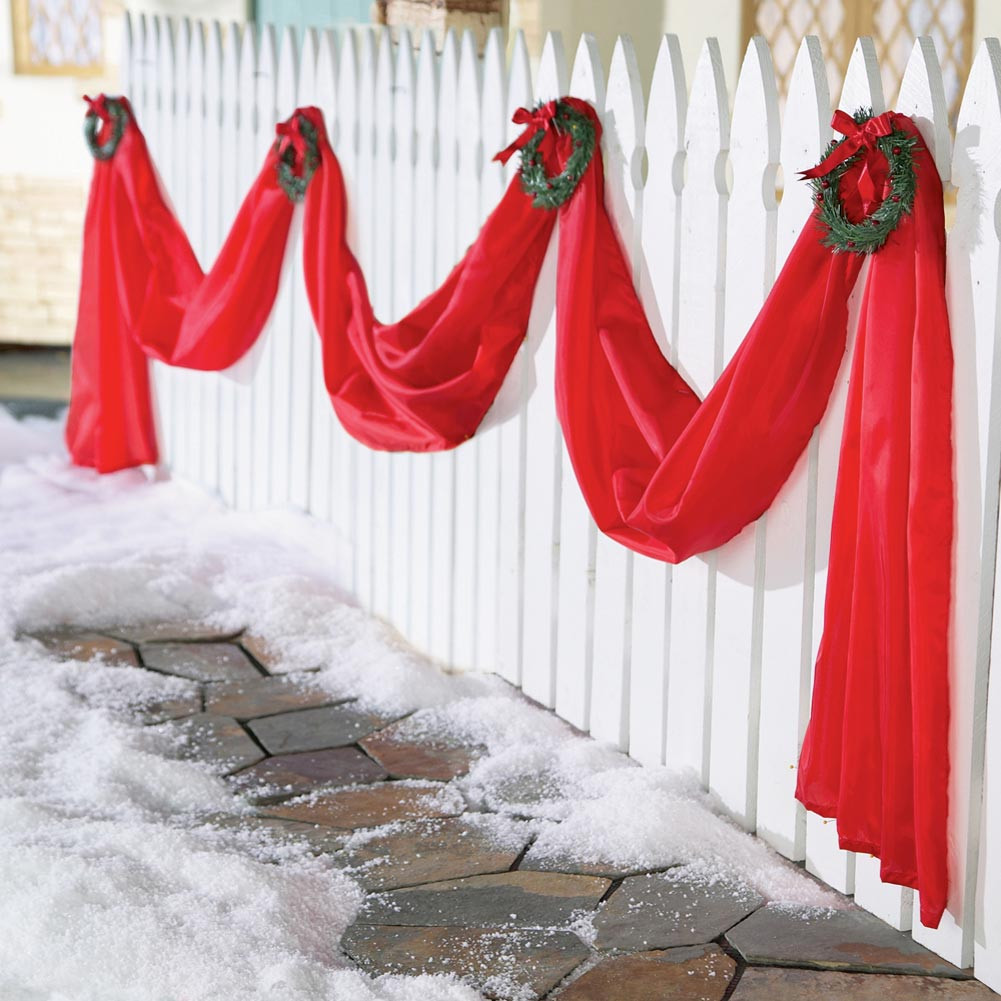 Christmas Fence Decorations
 NEW CHRISTMAS FENCE GARLAND WREATH OUTDOOR NYLON HOLIDAY