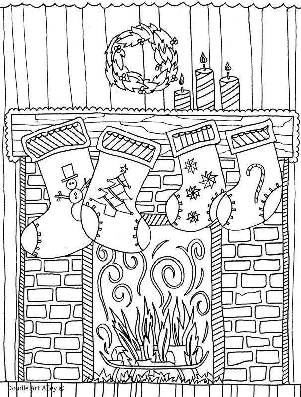 Christmas Fireplace Coloring Page
 17 Best images about Adult Coloring Pages on Pinterest