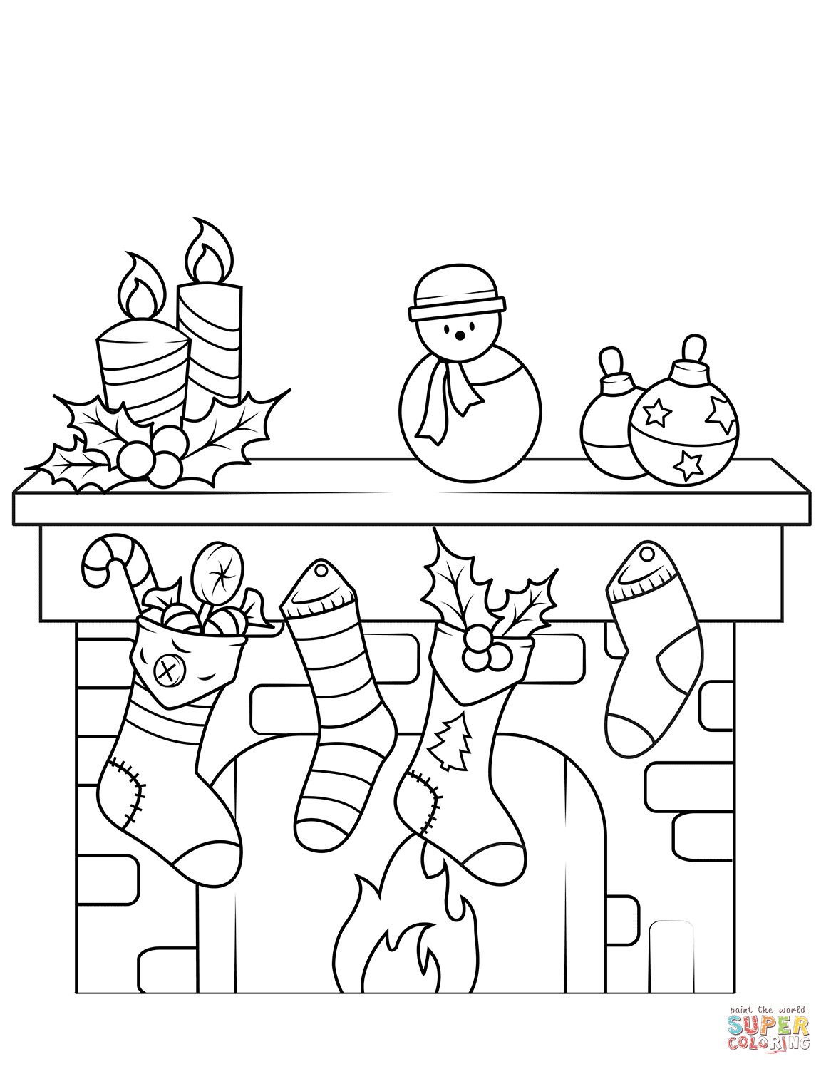 Christmas Fireplace Coloring Page
 Christmas Fireplace coloring page