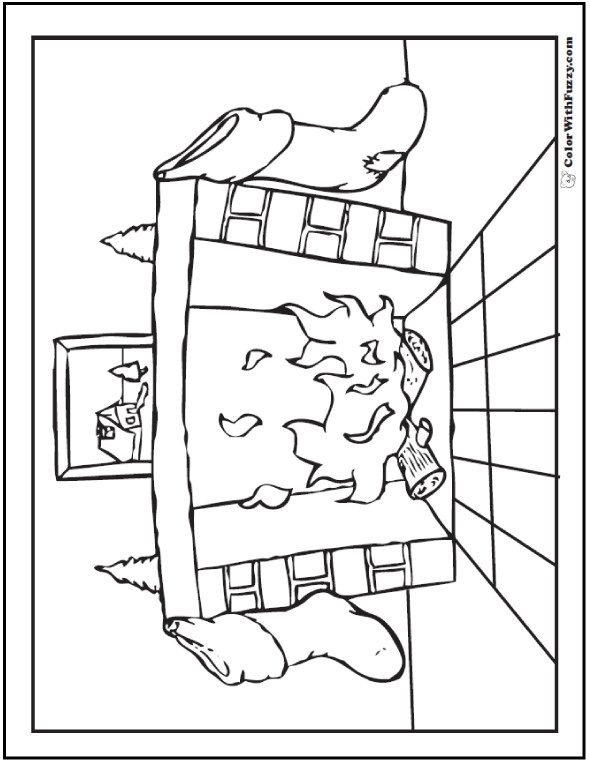 Christmas Fireplace Coloring Page
 Christmas Hearth Coloring Pages